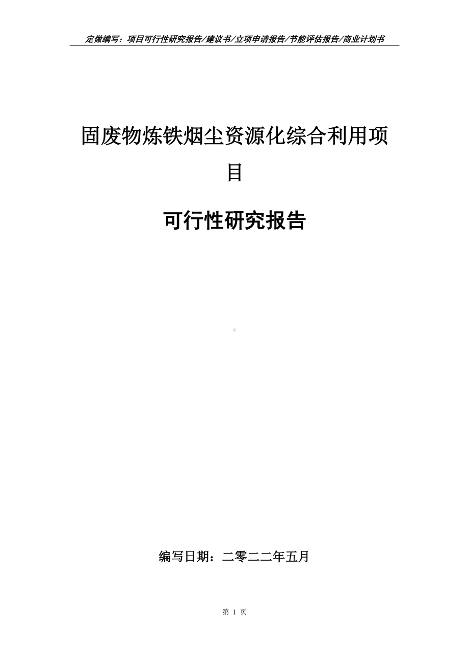 固废物炼铁烟尘资源化综合利用项目可行性报告（写作模板）.doc_第1页