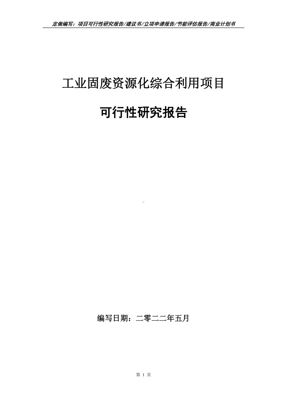 工业固废资源化综合利用项目可行性报告（写作模板）.doc_第1页