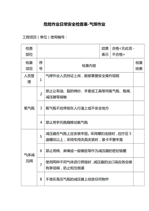 危险作业日常安全检查表-气焊作业.docx