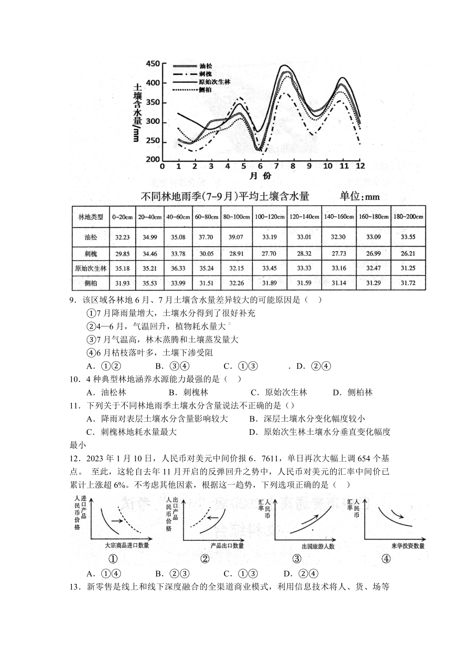 四川省巴中市普通高中2020级“一诊”考试文综试题及答案.docx_第3页