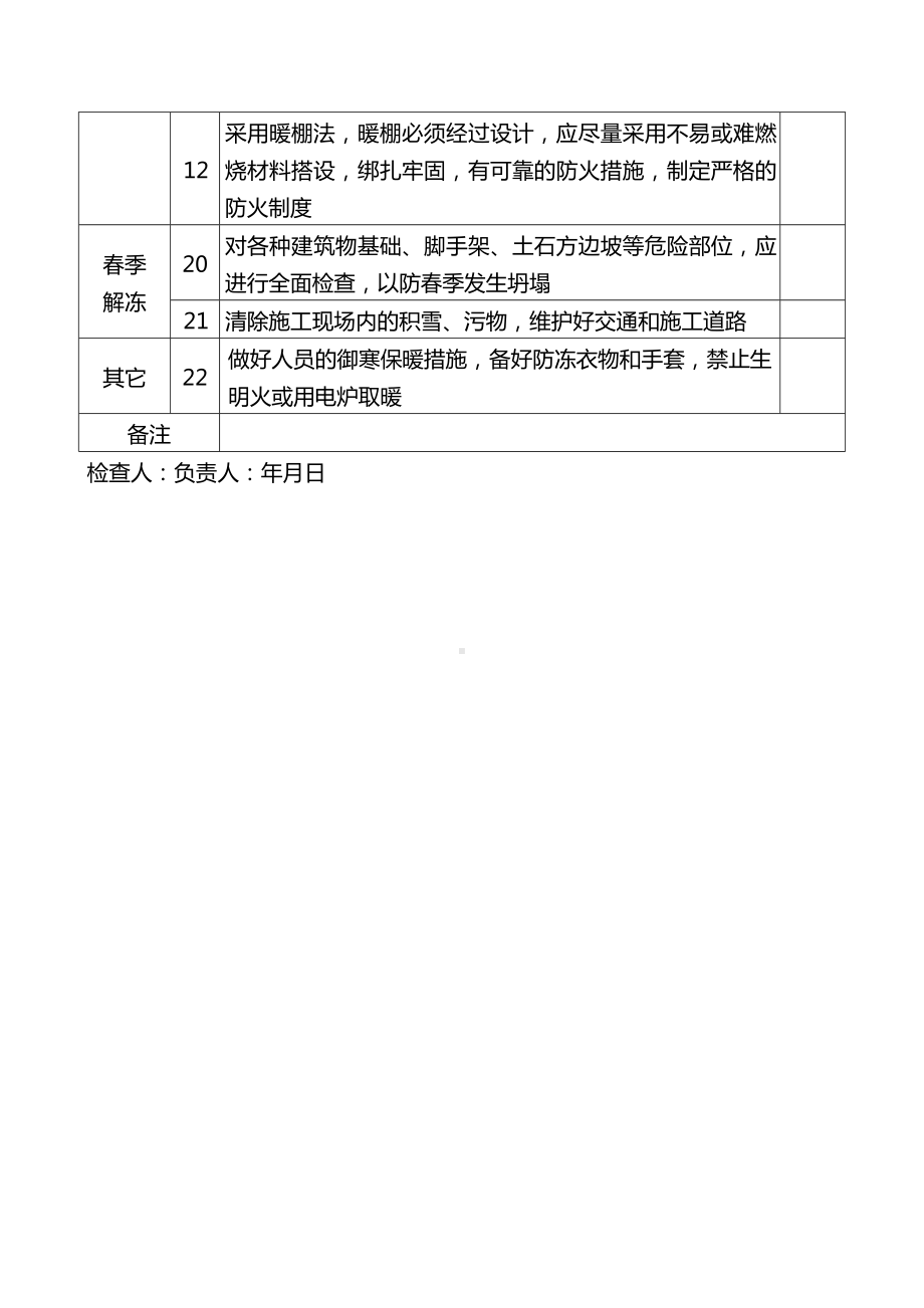 季节性安全检查表-冬季施工.docx_第2页