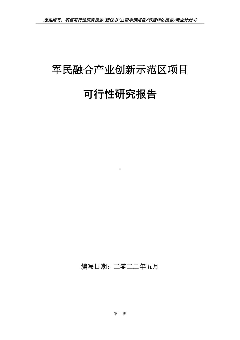 军民融合产业创新示范区项目可行性报告（写作模板）.doc_第1页