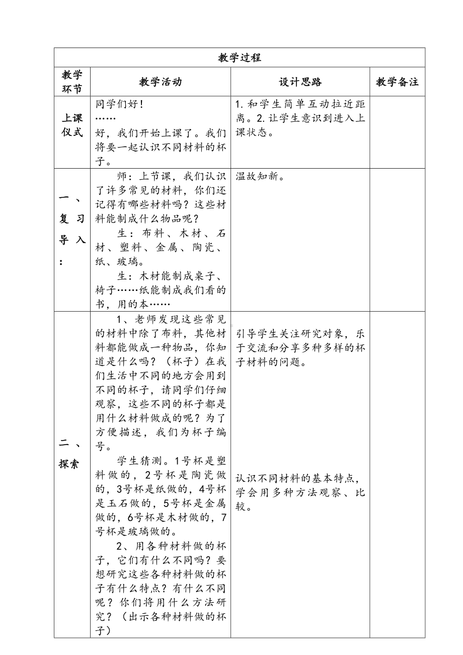 新苏教版二年级科学下册第1单元《各种各样的杯子》教案.docx_第2页