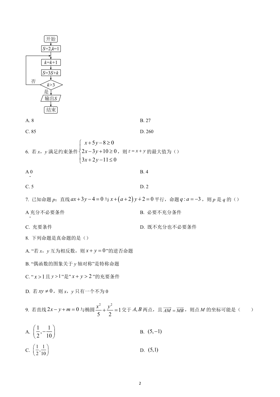 四川省成都市蓉城名校联盟2022-2023学年高二上学期期末联考文科数学试题.docx_第2页