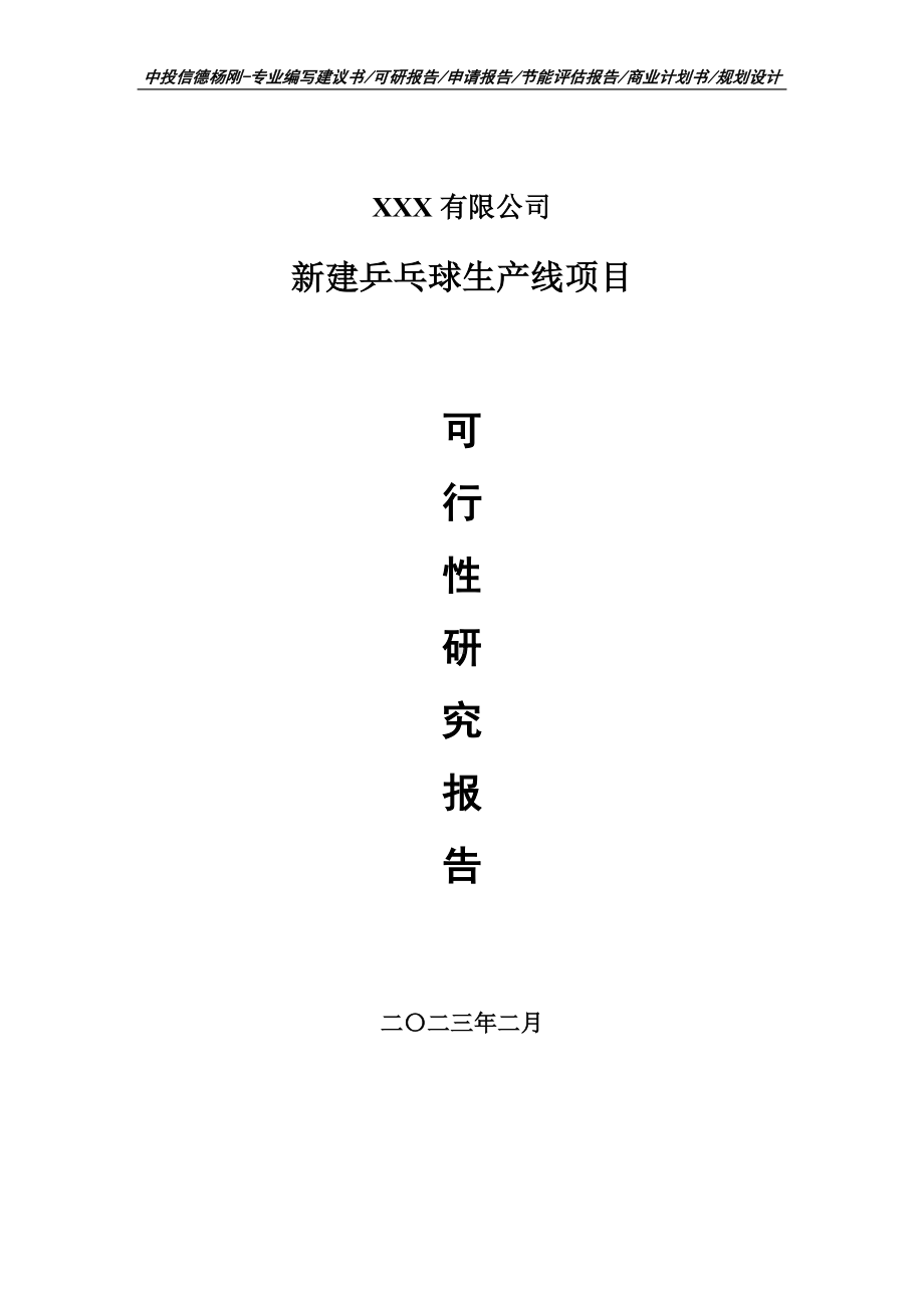 新建乒乓球生产线可行性研究报告建议书.doc_第1页