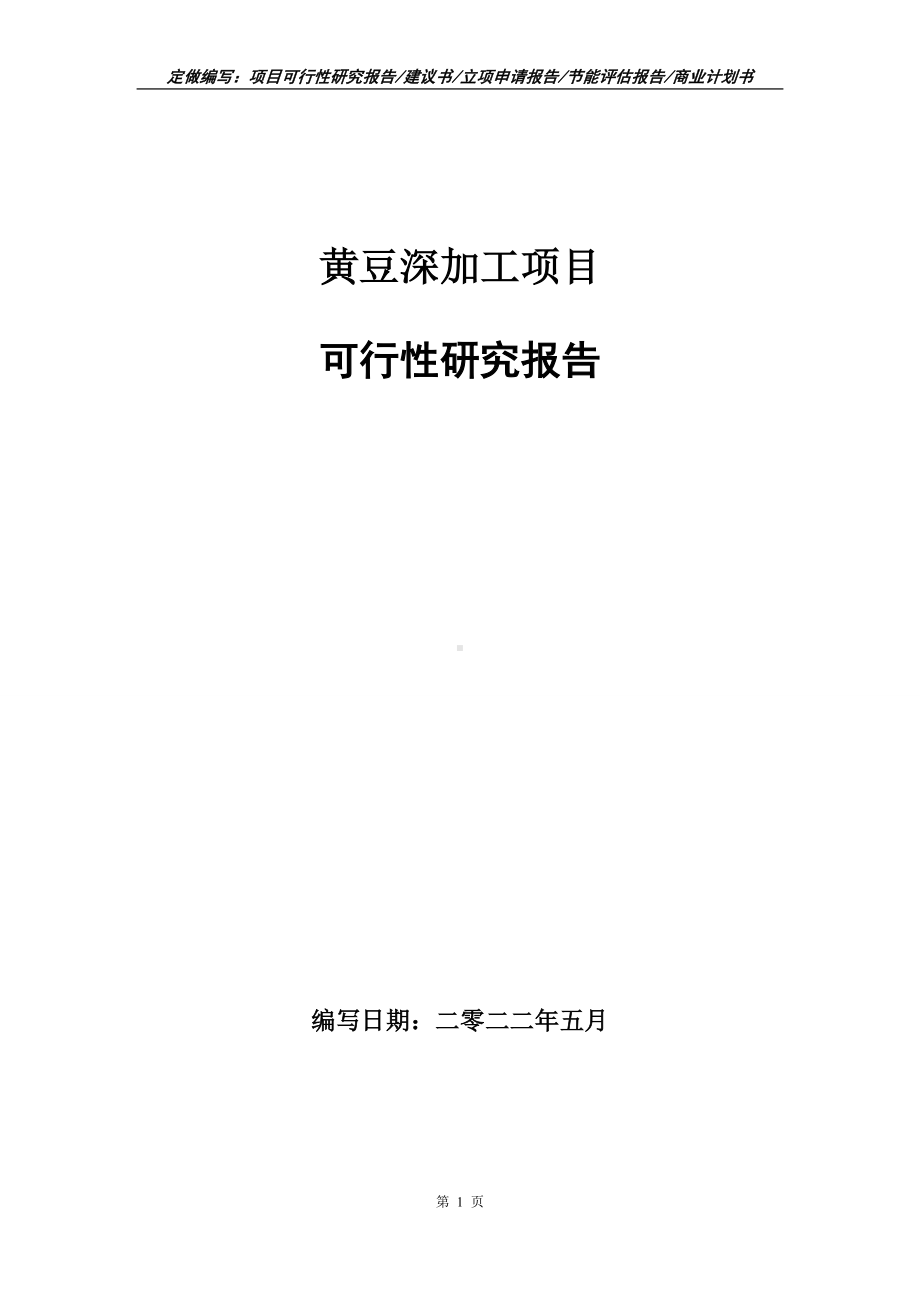 黄豆深加工项目可行性报告（写作模板）.doc_第1页