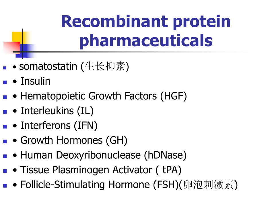 大学精品课件：生物工程制药课件：lec10 Recombinant protein pharmaceuticals.ppt_第1页