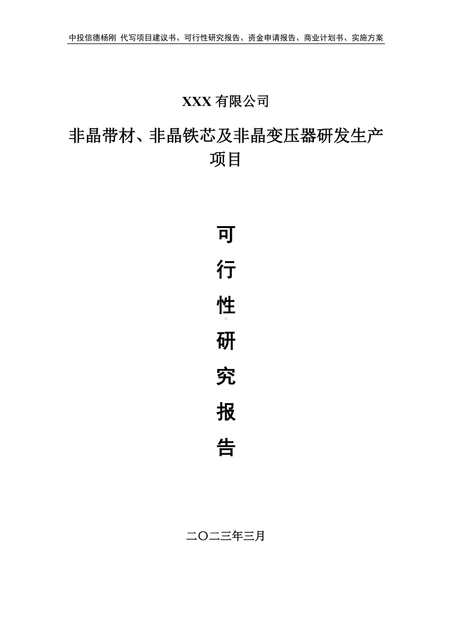 非晶带材、非晶铁芯及非晶变压器可行性研究报告建议书.doc_第1页