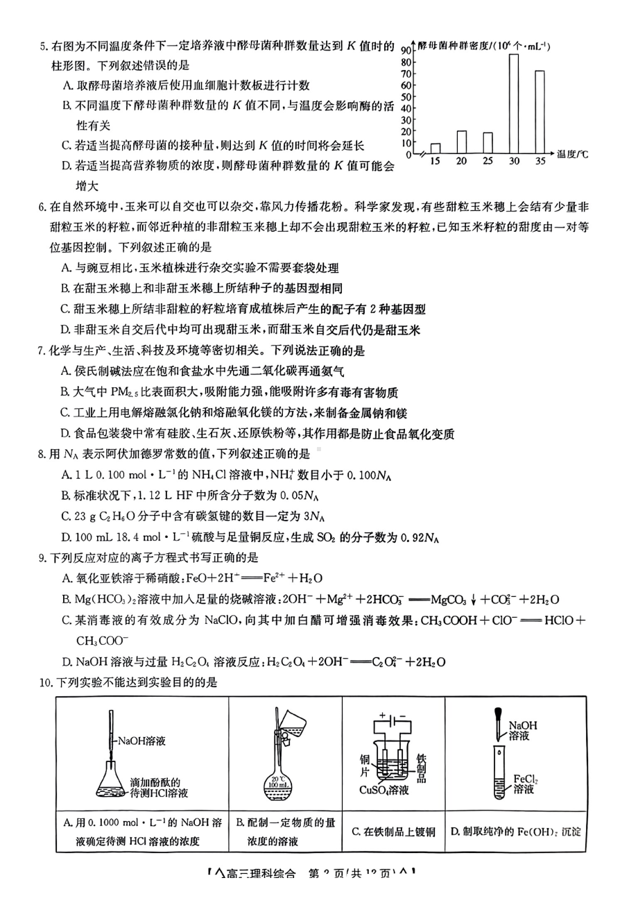 陕西省2022-2023学年高三下学期2月联考试题 理综 含答案.pdf_第2页