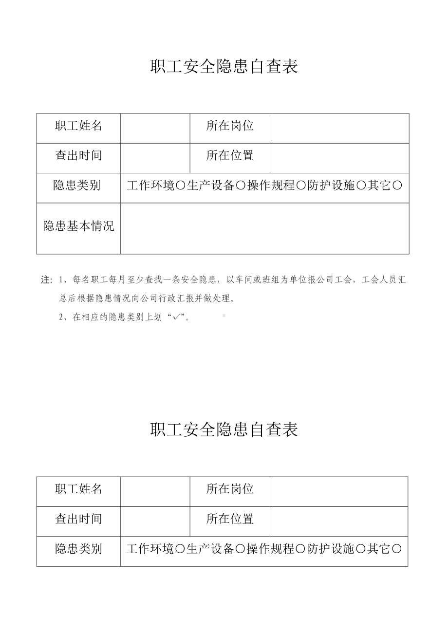 企业职工安全隐患自查表.docx_第1页