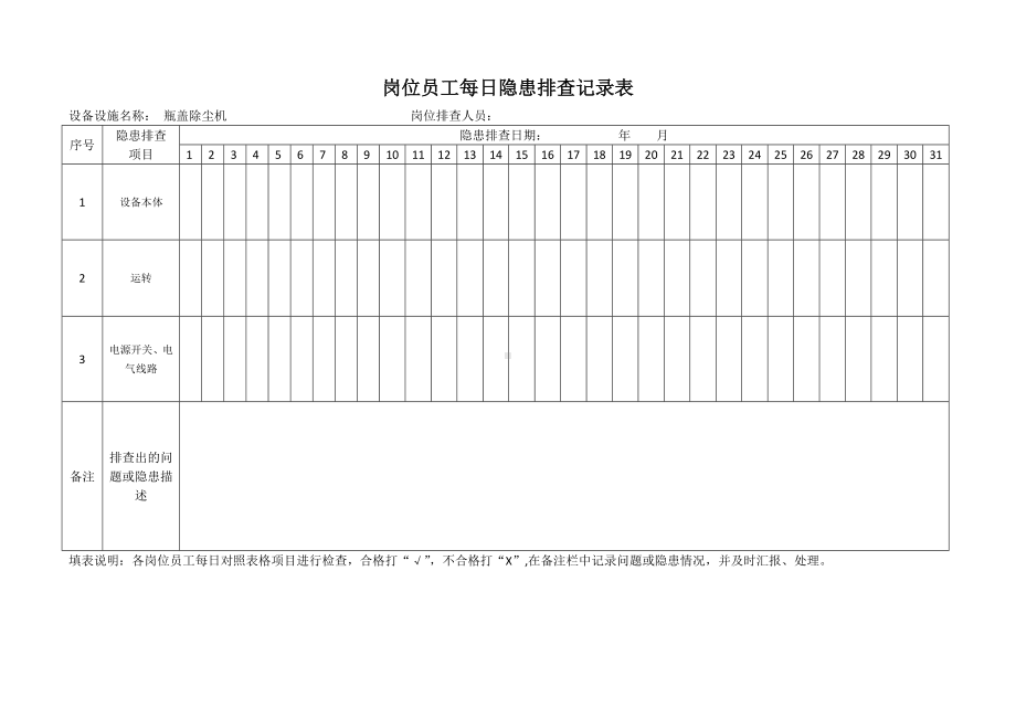 瓶盖除尘机点检表.docx_第1页