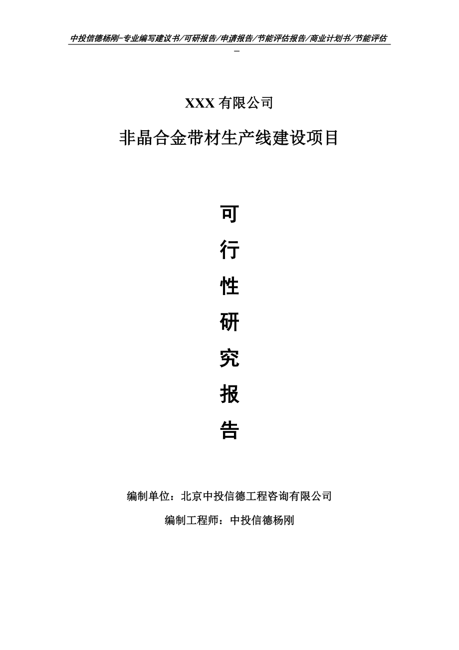 非晶合金带材项目可行性研究报告申请建议书.doc_第1页