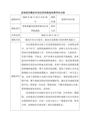 渣场溃坝事故专项应急预案练效果评价记录.doc