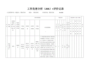 预压作业危害分析及评价记录.docx