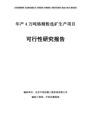 年产4万吨铬精粉选矿生产可行性研究报告.doc