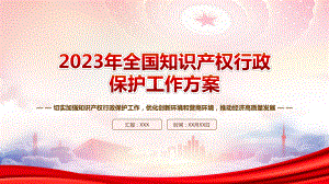 《2023年全国知识产权行政保护工作方案》重点要点内容学习PPT切实加强知识产权行政保护工作优化创新环境和营商环境推动经济高质量发展PPT课件（带内容）.pptx