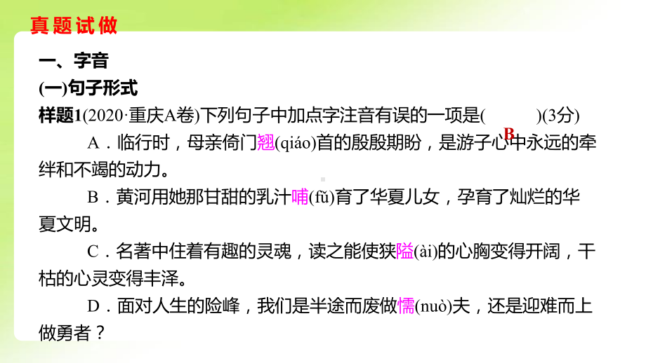 专题 一　字音 ppt课件-重庆市2021年中考语文复习.pptx_第3页