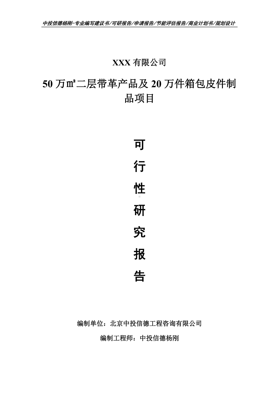 50万㎡二层带革产品及20万件箱包皮件制品可行性研究报告.doc_第1页