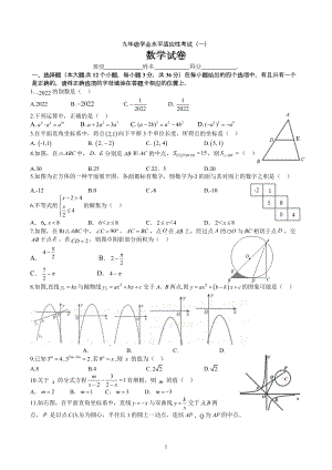 九年级学业水平适应性考试数学试卷（一）.docx