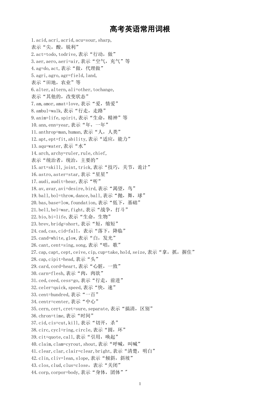 高中英语高考常用词根（共333个）.doc_第1页