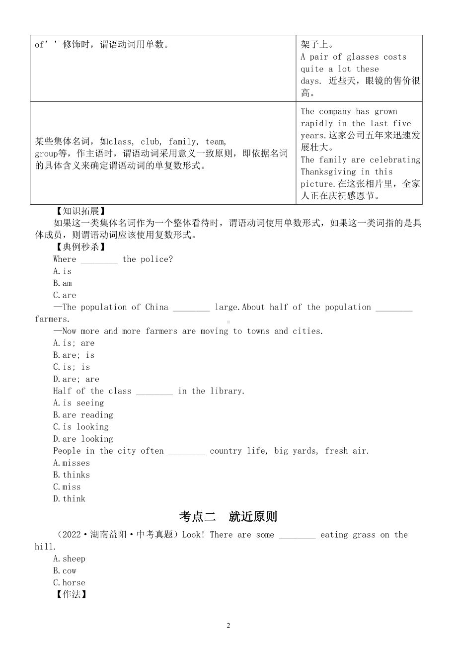 初中英语2023中考核心语法主谓一致考点解析.doc_第2页