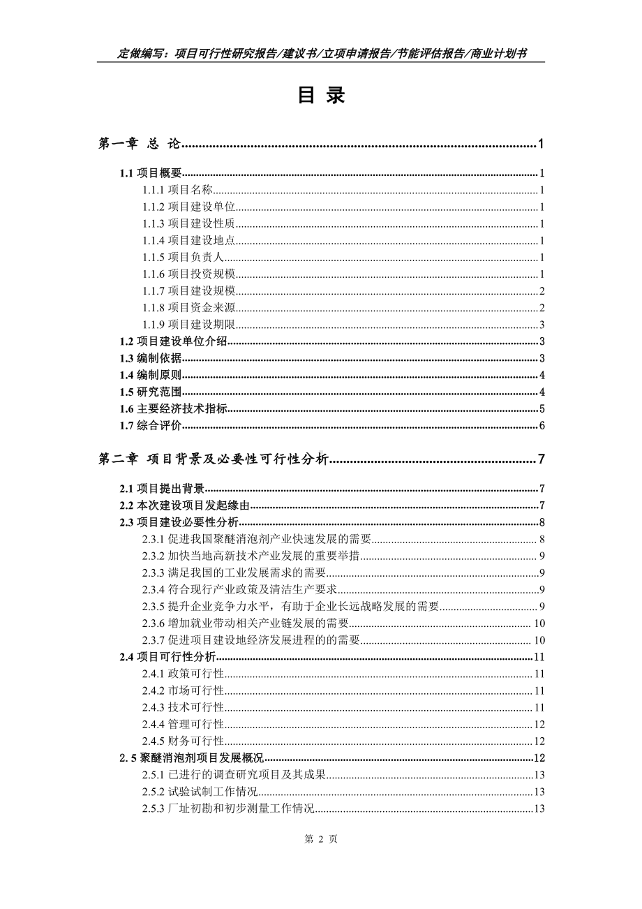 聚醚消泡剂项目可行性报告（写作模板）.doc_第2页