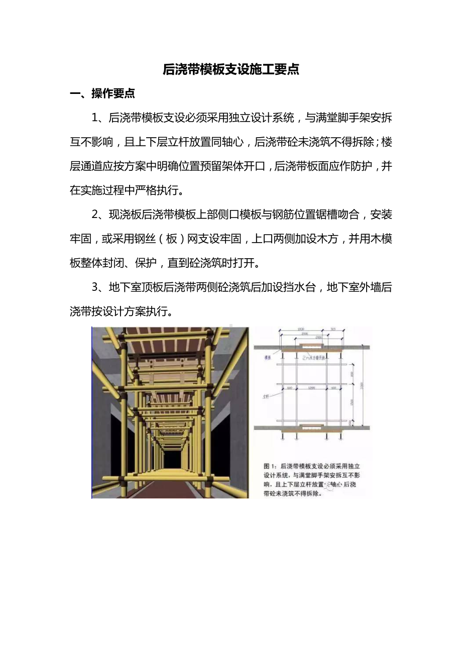 后浇带模板支设施工要点.docx_第1页