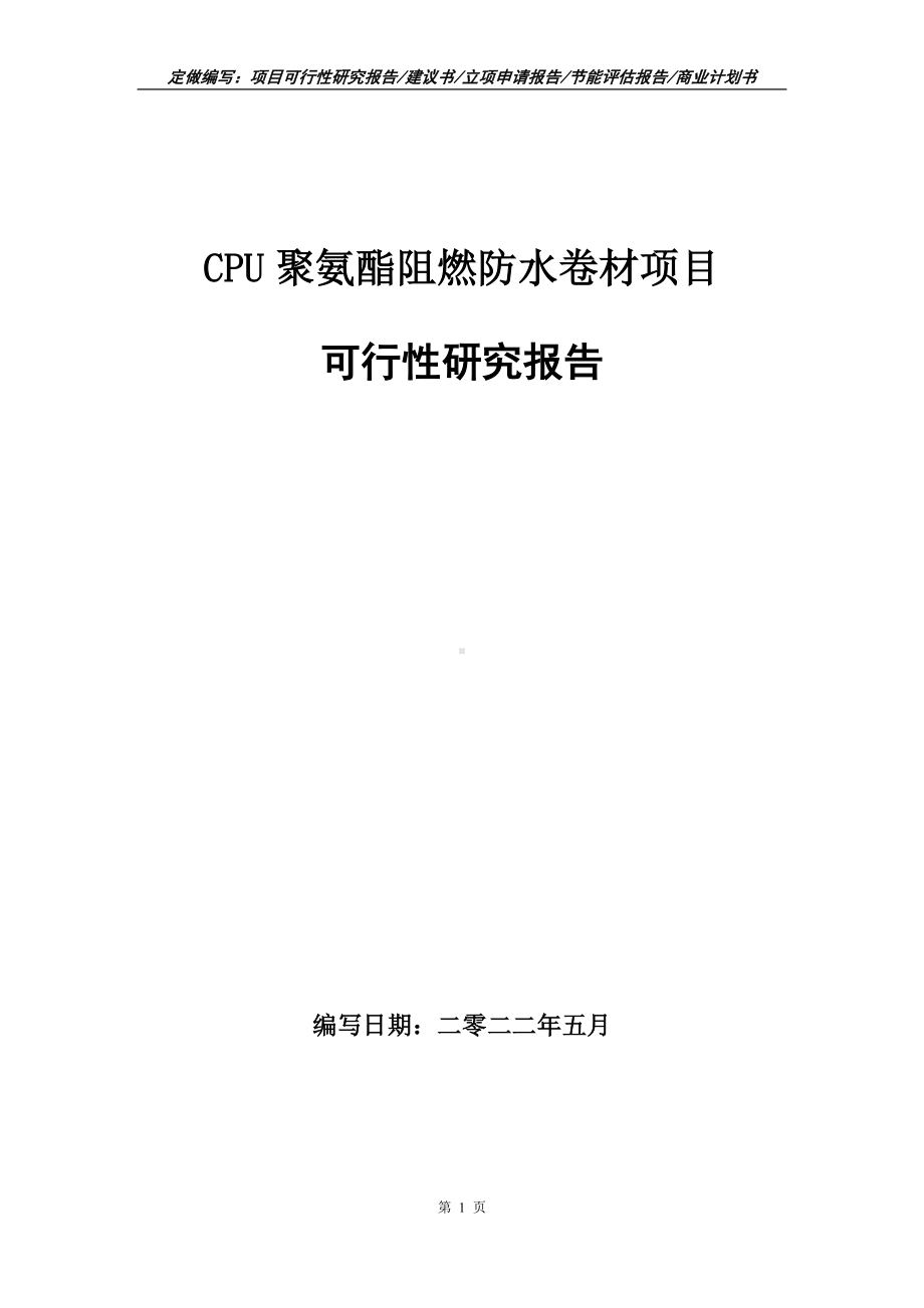 CPU聚氨酯阻燃防水卷材项目可行性报告（写作模板）.doc_第1页