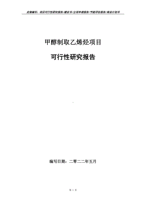 甲醇制取乙烯烃项目可行性报告（写作模板）.doc