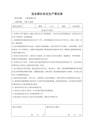 安全部长安全生产责任表.docx