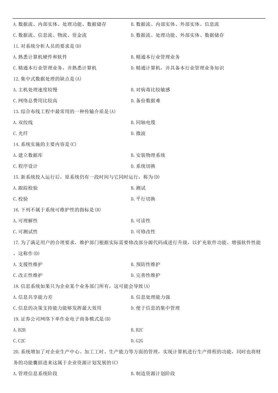 （广东）2021年01月自学考试08816现代企业管理信息系统试题答案.doc_第2页