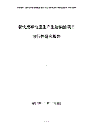 餐饮废弃油脂生产生物柴油项目可行性报告（写作模板）.doc