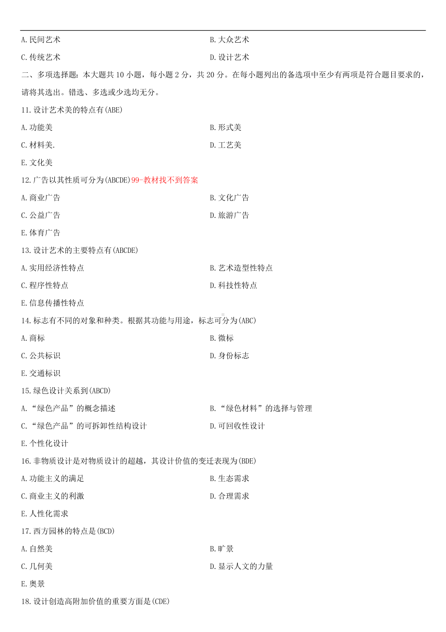 （广东）2021年01月自学考试10177设计基础试题答案(修订版）.doc_第2页