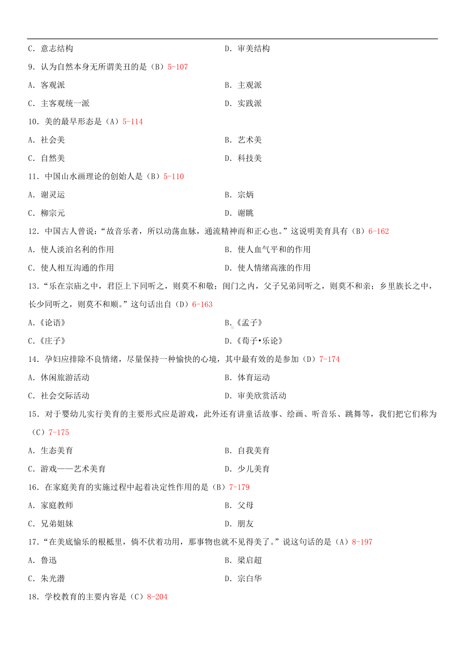 2014年10月自学考试00409美育基础试题答案.doc_第2页