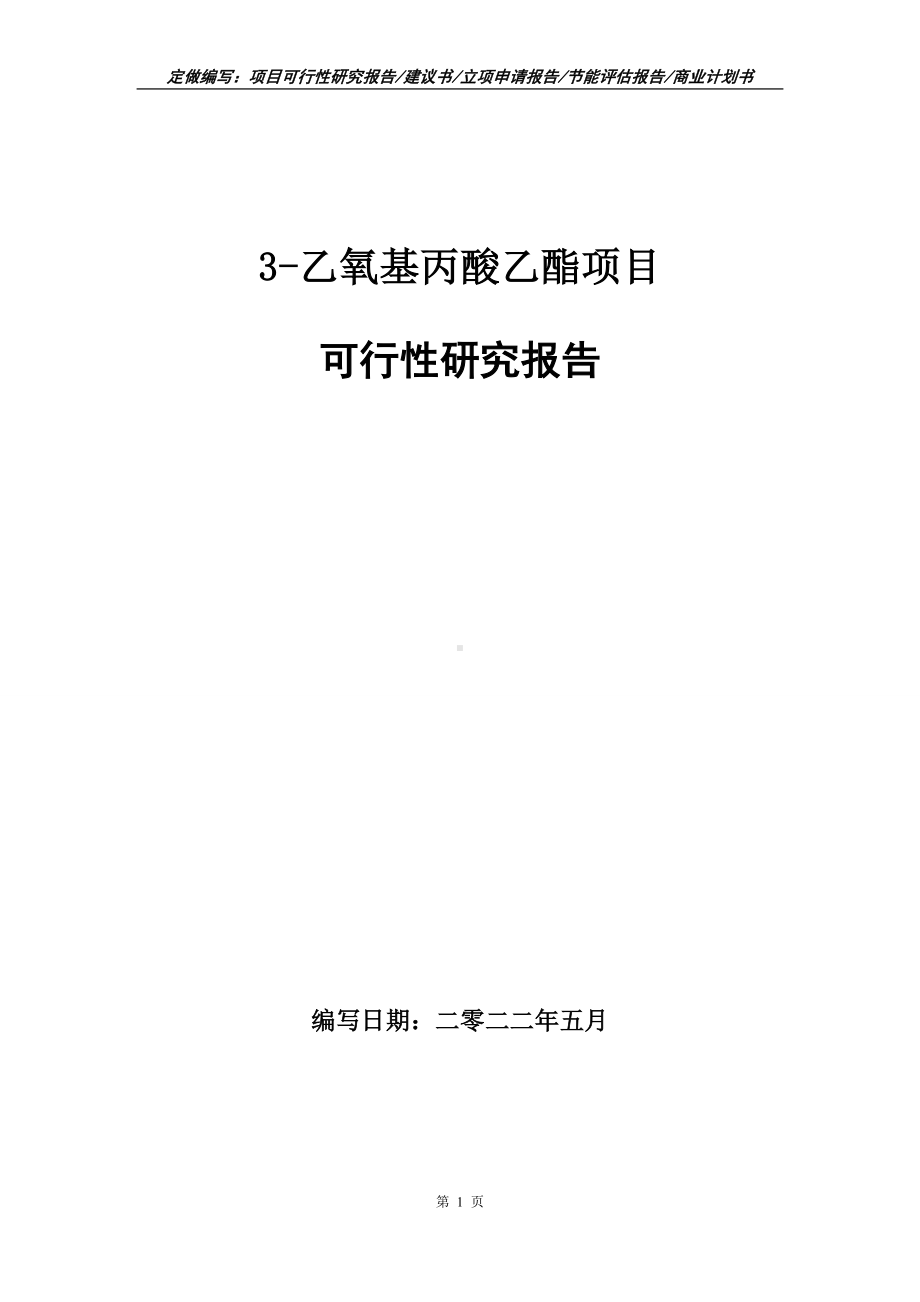 3-乙氧基丙酸乙酯项目可行性报告（写作模板）.doc_第1页