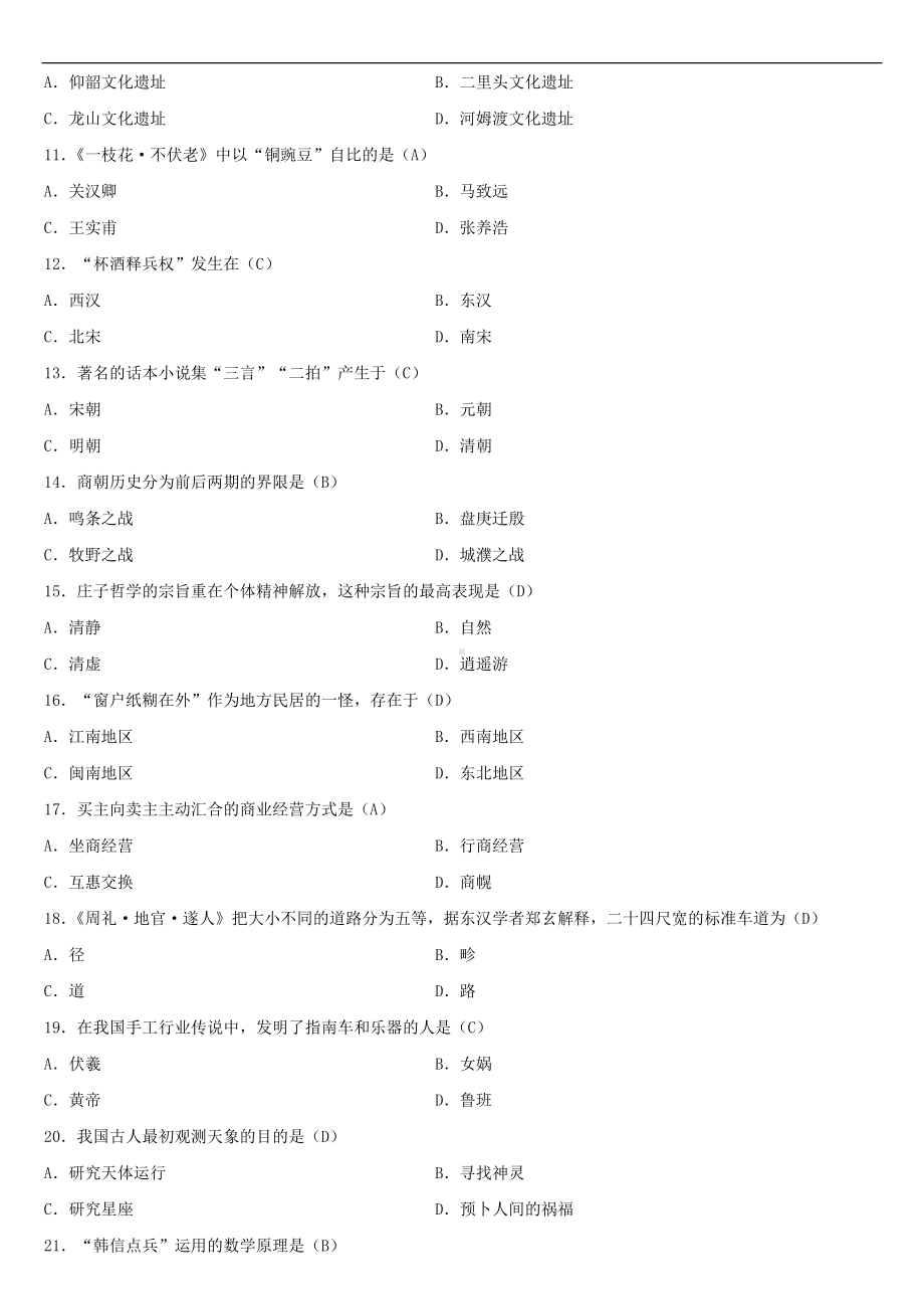 2021年4月自学考试00321中国文化概论试题答案.doc_第2页