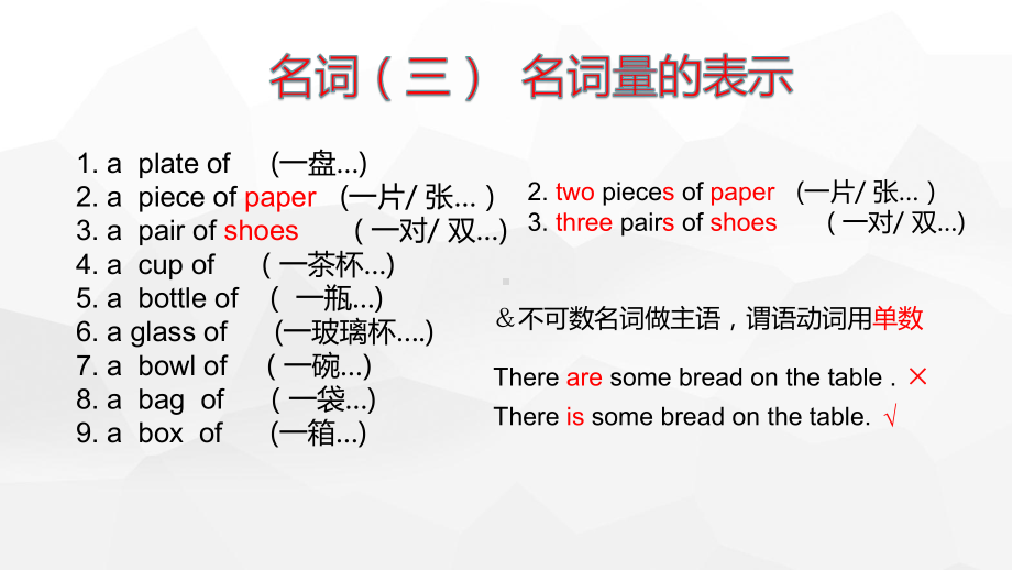 人教PEP版六年级下册《英语》专项课件-名词量的表示及名词所有格（共11页）.pptx_第3页