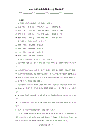 2022年四川省绵阳市中考语文真题.docx