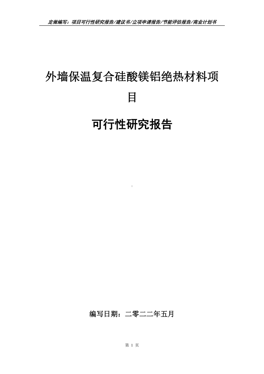 外墙保温复合硅酸镁铝绝热材料项目可行性报告（写作模板）.doc_第1页