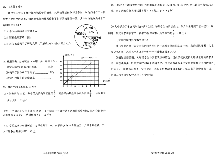 黑龙江省哈尔滨市平房区2020-2021学年上学期期末调研测试六年级期数学(五四制)试卷.pdf_第3页