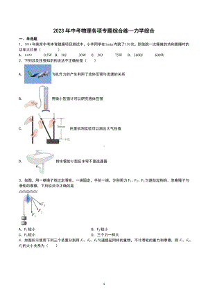 2023年中考物理各项专题综合练—力学综合.docx