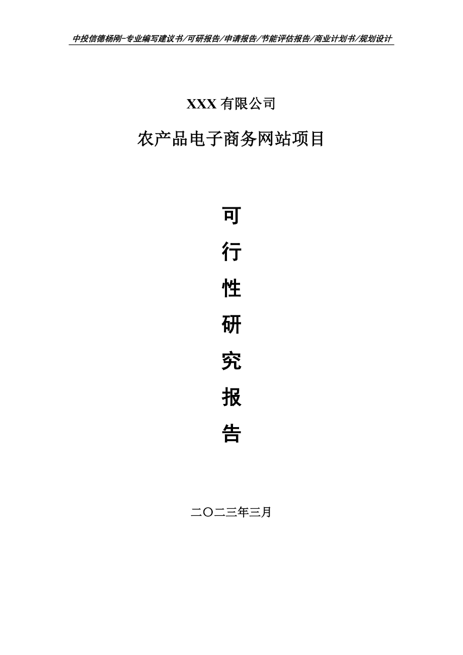 农产品电子商务网站项目可行性研究报告申请书.doc_第1页