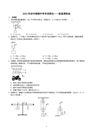 2023年中考物理二轮专项突击-竖直滑轮组.docx