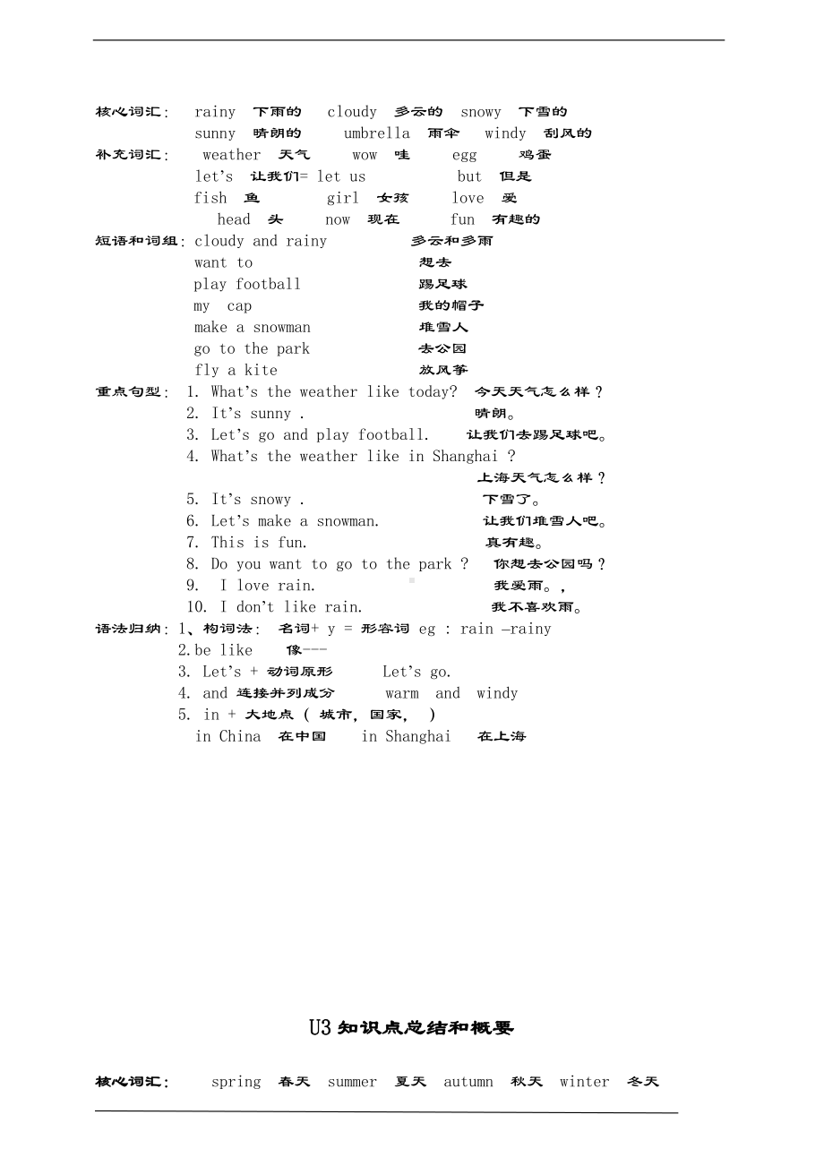 人教版（新起点）二年级下册《英语》知识点总结和概要.doc_第2页