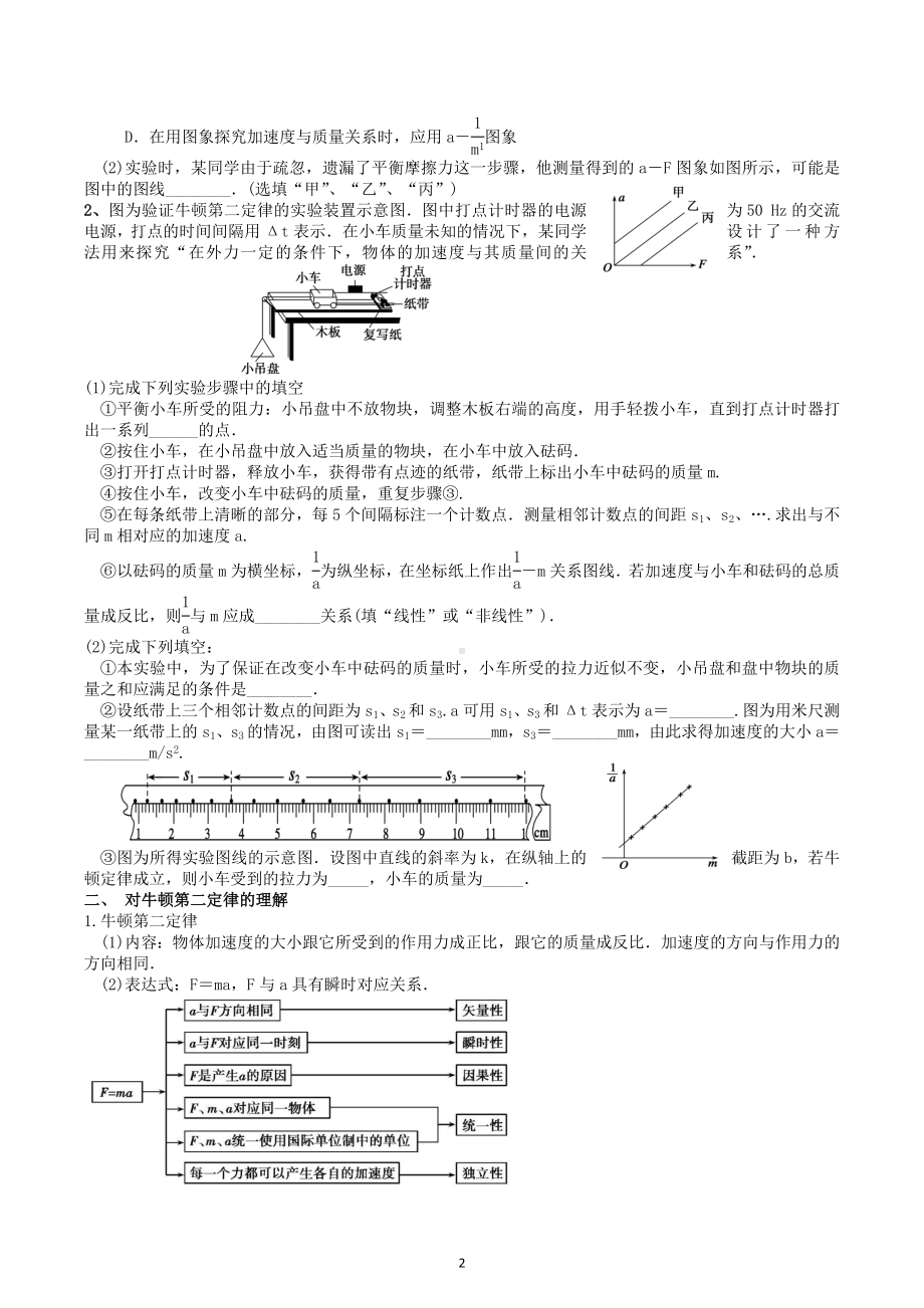 2023届高考物理二轮复习试题：牛顿运动定律-牛顿第二定律和瞬时性问题.docx_第2页