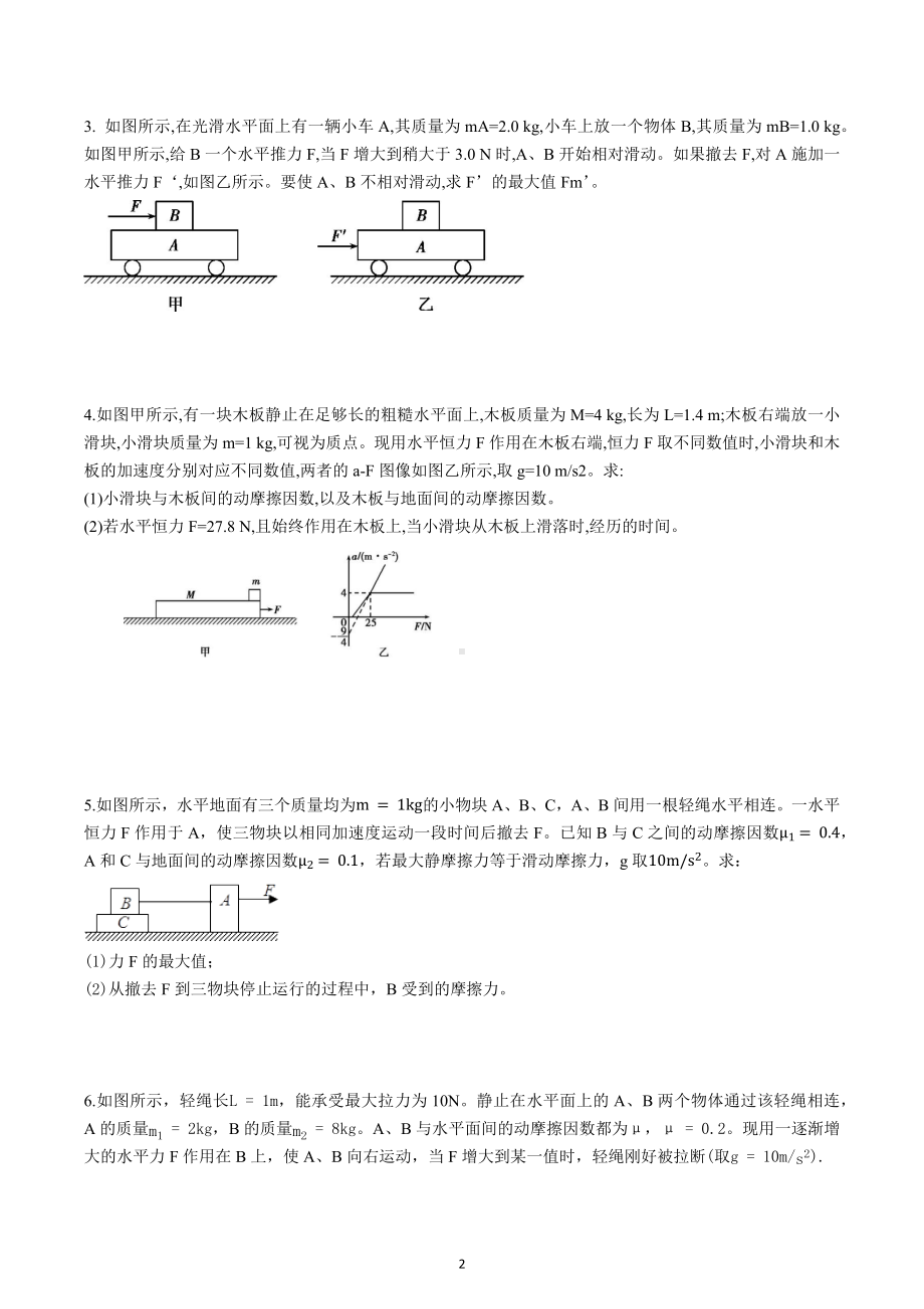 2023届高考物理二轮复习试题：牛顿运动定律 - 临界极值问题.docx_第2页