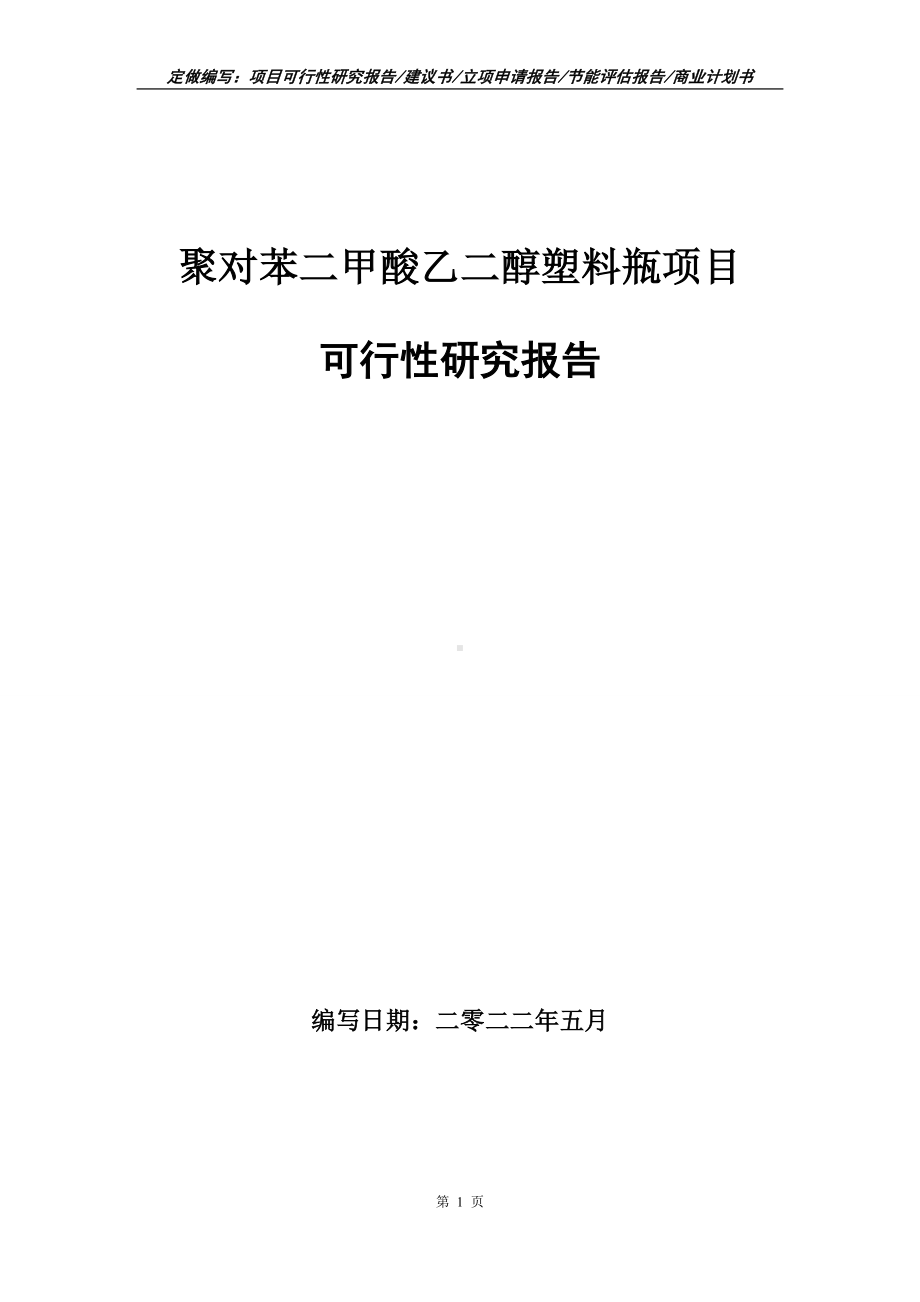 聚对苯二甲酸乙二醇塑料瓶项目可行性报告（写作模板）.doc_第1页