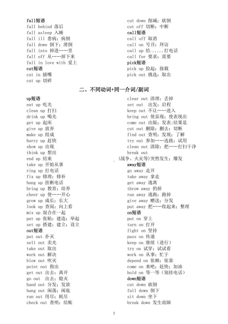 初中英语中考高频短语汇总（两大结构共28种）.doc_第2页