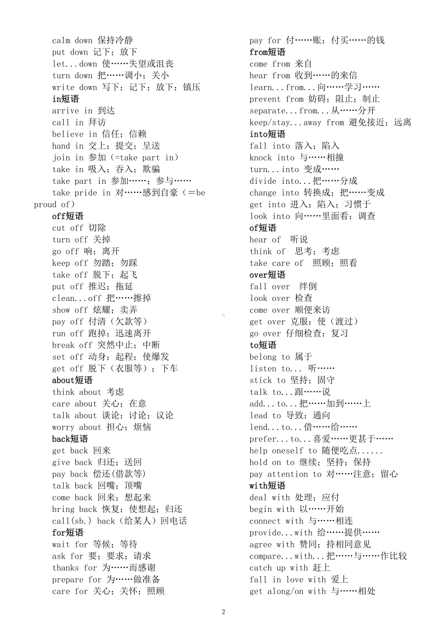 初中英语中考高频短语汇总（两大结构共28种）.doc_第3页