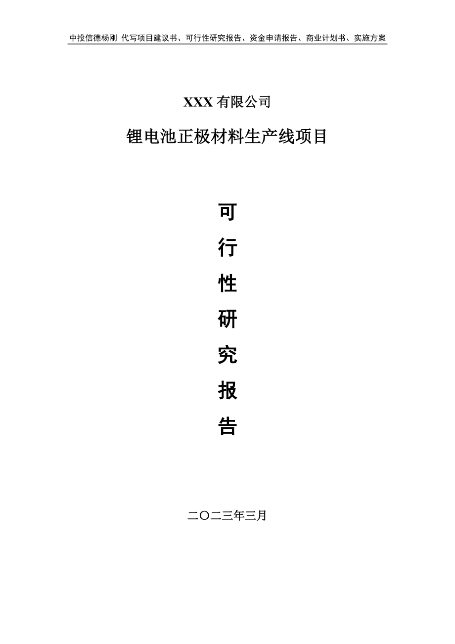 锂电池正极材料生产线项目可行性研究报告申请备案.doc_第1页